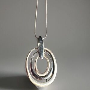 Sterling Silver 925 18” Pendant Necklace Made In Italy 3 Ascending Ovals